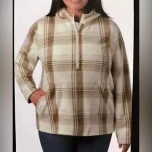 O’Neill Medium Half Zip Pullover Soft Polar Green & Cream Women’s Fleece Hoodie